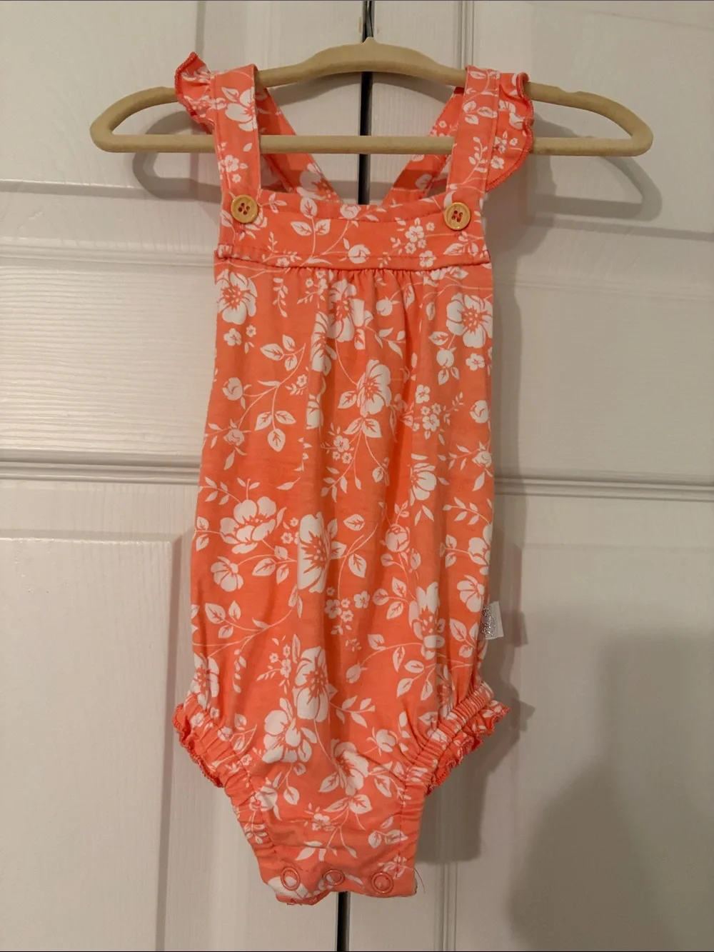 Duck Duck Goose  Floral Sleeveless Baby Romper with Button Straps